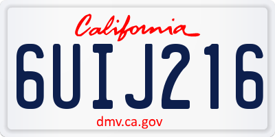 CA license plate 6UIJ216
