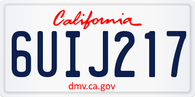 CA license plate 6UIJ217