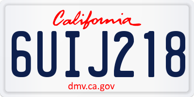 CA license plate 6UIJ218