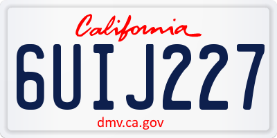 CA license plate 6UIJ227