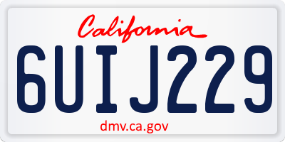 CA license plate 6UIJ229