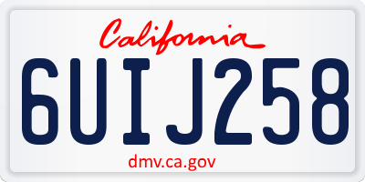 CA license plate 6UIJ258