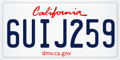 CA license plate 6UIJ259