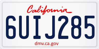 CA license plate 6UIJ285