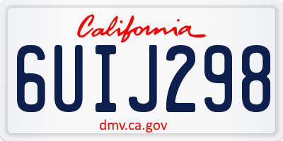 CA license plate 6UIJ298