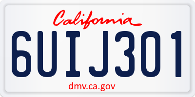 CA license plate 6UIJ301