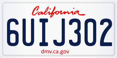 CA license plate 6UIJ302