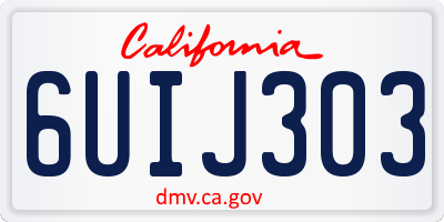 CA license plate 6UIJ303