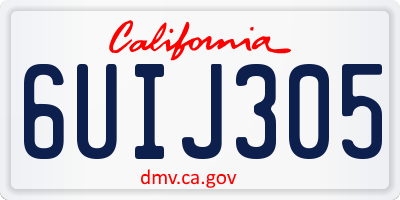 CA license plate 6UIJ305