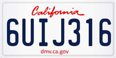 CA license plate 6UIJ316