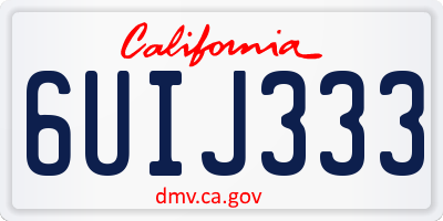 CA license plate 6UIJ333