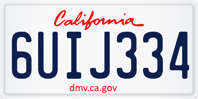 CA license plate 6UIJ334