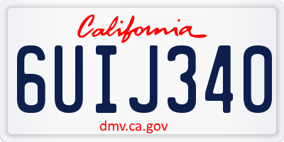 CA license plate 6UIJ340