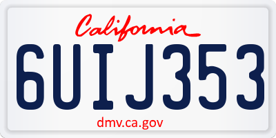 CA license plate 6UIJ353