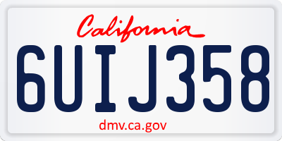 CA license plate 6UIJ358