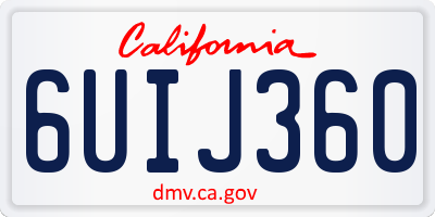 CA license plate 6UIJ360