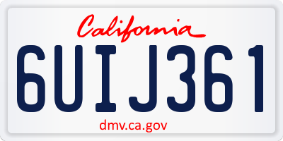 CA license plate 6UIJ361