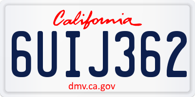 CA license plate 6UIJ362