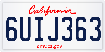 CA license plate 6UIJ363