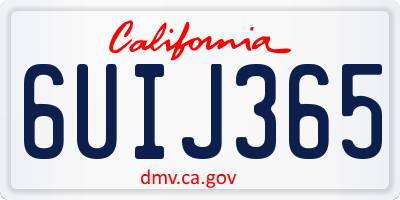 CA license plate 6UIJ365