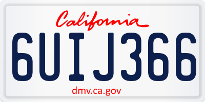 CA license plate 6UIJ366