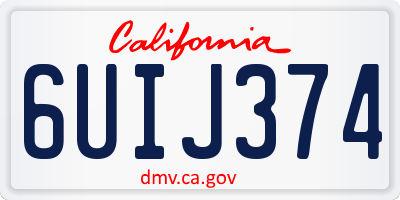 CA license plate 6UIJ374