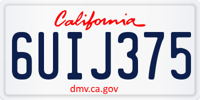 CA license plate 6UIJ375