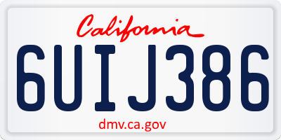 CA license plate 6UIJ386