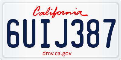 CA license plate 6UIJ387