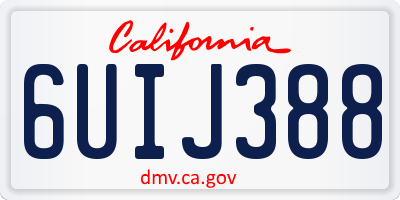 CA license plate 6UIJ388