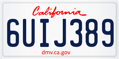 CA license plate 6UIJ389
