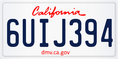 CA license plate 6UIJ394