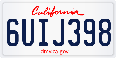 CA license plate 6UIJ398