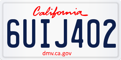CA license plate 6UIJ402