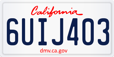 CA license plate 6UIJ403