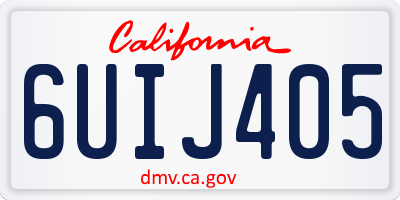 CA license plate 6UIJ405