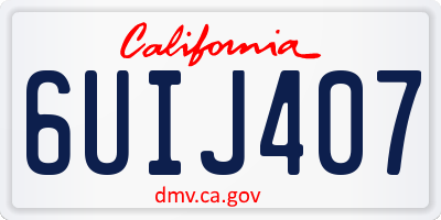 CA license plate 6UIJ407