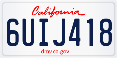 CA license plate 6UIJ418