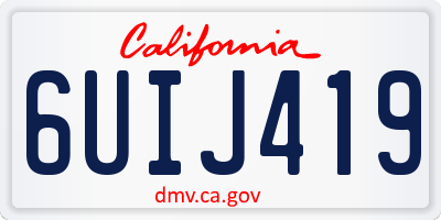 CA license plate 6UIJ419