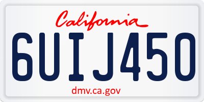 CA license plate 6UIJ450