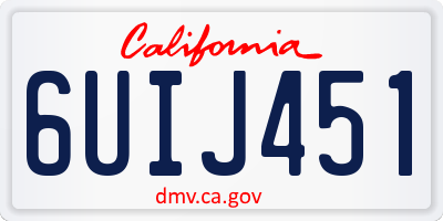 CA license plate 6UIJ451
