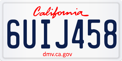 CA license plate 6UIJ458