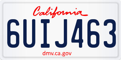 CA license plate 6UIJ463