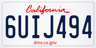 CA license plate 6UIJ494