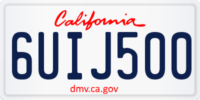 CA license plate 6UIJ500