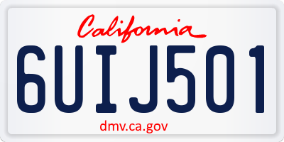 CA license plate 6UIJ501