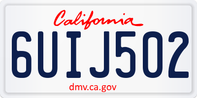 CA license plate 6UIJ502