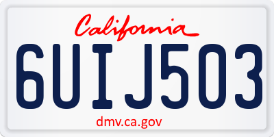 CA license plate 6UIJ503