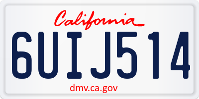 CA license plate 6UIJ514