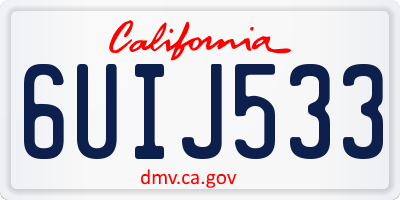 CA license plate 6UIJ533